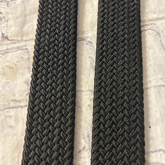 PEBBLE BEACH MENS WEBBING STRETCH BLACK WITH LEATHER CROC SILVER TONE BUCKLE 38 - Picture 5 of 6